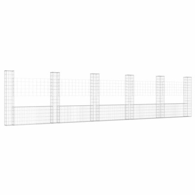 Cos gabion in forma de U cu 6 stalpi, 620x20x150 cm, fier foto