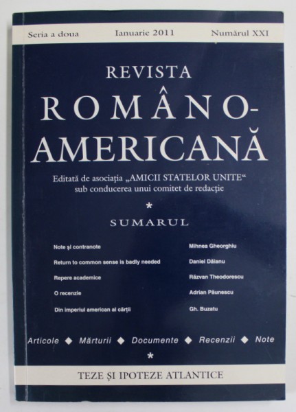 REVISTA ROMANO - AMERICANA , NUMARUL XXI , IANUARIE , 2011