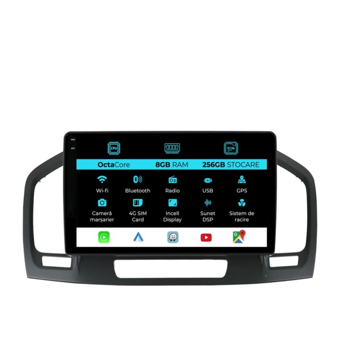 Navigatie Dedicata Opel Insignia (2008-2013), 9 Inch, 8Gb Ram, 256Gb stocare, Carplay