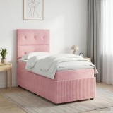 Cumpara ieftin Pat boxspring cu saltea cu headboard Roz 90 x 200 cm Catifea