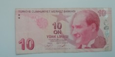 B11 21 - Bancnota foarte veche - Turcia - 10 lire - 2009