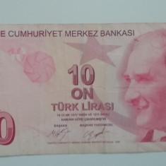 M1 - Bancnota foarte veche - Turcia - 10 lire - 2009