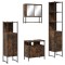 Set mobilier de baie, 4 piese, stejar fumuriu, lemn prelucrat