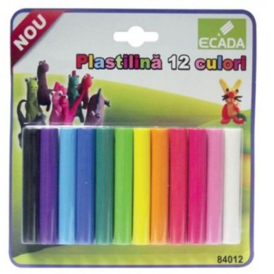 Plastilina Ecada, 180 g, 12 Culori, Plastilina Colorata, Batoane de Plastilina, Plastilina pentru Copii, Plastilina Modelatoare, Plastiline pentru Gra foto