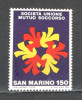 San Marino.1976 100 ani societatea de ajutor mutual SUA SS.457, Nestampilat