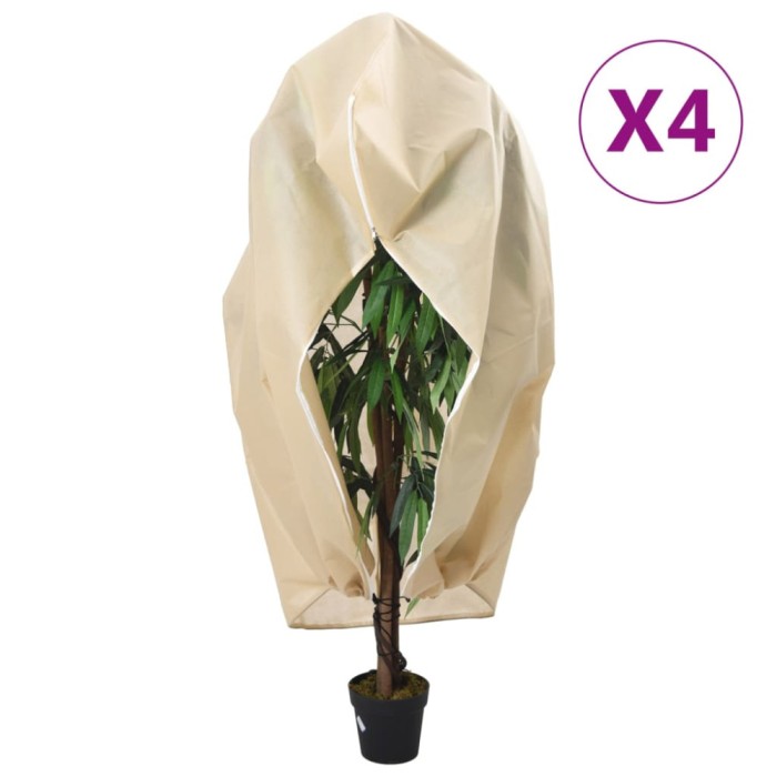 Protecție de fleece plante cu fermoar 4 buc 70 g/m&sup2; 3,14x2,5 m