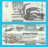Insulele Feroe (pick 32) 500 Kronur 2011 UNC serie: 046602L