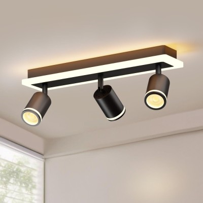 Spot LED 64W, 3 capete orientabile, aplicat pe tavan / perete, culoare corp negru, lungime 42CM, lumina calda/neutra/rece foto