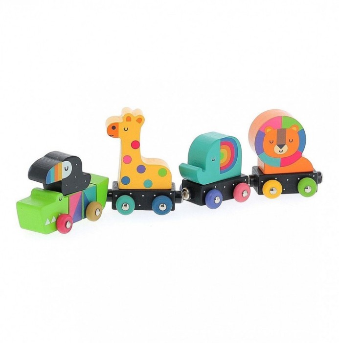 Vilac Tren cu animale curcubeu - Jucarie Educativa de inalta calitate pentru copii