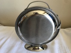 Superba tava din alama argintata veche cu inser?ii evreie?ti,masiva,de colec?ie. foto