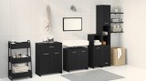 Set mobile baie vidaXL 4 piese Stejar Negru Lemn prelucrat