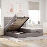 Cumpara ieftin Cadru de pat otoman cu saltele Taupe 200x200cm țesătură
