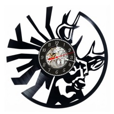 Ceas de perete decorativ realizat din disc de vinil, Model Cerb Maiestuos, Vanatoare si Natura, Cadran Skeleton, Negru, 30 cm