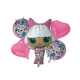 Buchet 5 baloane folie LOL Happy Party, 70 x 50 cm