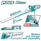 Trimmer pentru gard viu TOTAL 40V, 650 mm, brushless, fara acumulator
