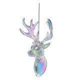 Cumpara ieftin Ornament brad Craciun Ren plastic argintiu 9x6x14 cm