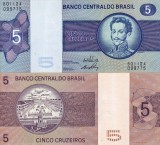 Bancnota Brazilia 5 Cruzeiros 1974 UNC, Neutilizata