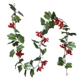 Cumpara ieftin Set 2 ghirlande Ilex artificial verde rosu 180 cm