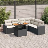 vidaXL Set canapele de grădină cu perne, 7 piese, negru, poliratan 3327045