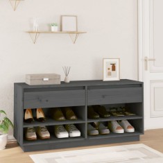 vidaXL Pantofar, gri, 110x34x52 cm, lemn masiv de pin foto