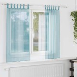 Perdele Voile cu Bucle 2 buc Turcoaz 140x140 cm