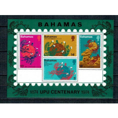 Bahamas 1974 - Centenarul UPU, bloc neuzat