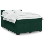 vidaXL Pat box spring cu saltea, verde &icirc;nchis, 160x200 cm, catifea 3288657