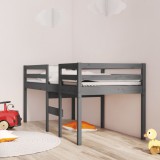 Cumpara ieftin Pat &icirc;nalt de dormitor, gri, 90x200 cm, lemn masiv de pin
