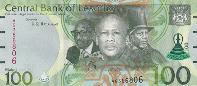 Lesotho 100 Maloti 2021 - B11, P-29 UNC !!! foto