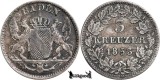 1853, 3 Kreuzer - Ludovic al II-lea - Marele Ducat de Baden, Europa, Argint