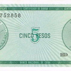 CUBA █ bancnota █ 5 Pesos █ 1985 █ P-FX7 █ Serie B █ UNC █ necirculata