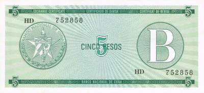 CUBA █ bancnota █ 5 Pesos █ 1985 █ P-FX7 █ Serie B █ UNC █ necirculata foto