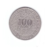 Moneda Africa de Vest 100 francs/franci 1980, stare buna, curata, Nichel