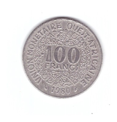 Moneda Africa de Vest 100 francs/franci 1980, stare buna, curata foto