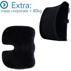 Set Perne Ortopedice Fermitate Extra - Pentru masa corporala peste 80 KG | Perna lombara si Perna sezut Suporto Coccis din spuma cu memorie| Culoare N foto