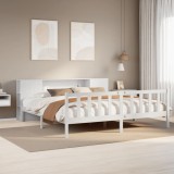 Cumpara ieftin Pat cu bibliotecă fără saltea, 180x200 cm, lemn masiv de pin