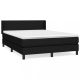 Cumpara ieftin Pat box spring cu saltea, negru, 140x190 cm, textil