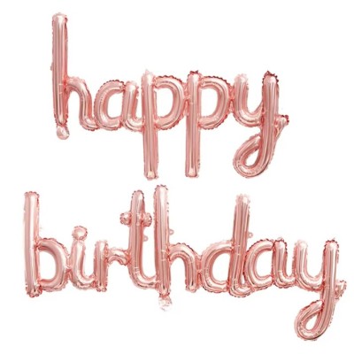 Set baloane din folie metalizata, flippy, model happy birthday, 45x85 cm, 45x124cm, baloane party, ambalaj individual, pai inclus, umflare cu aer sau foto