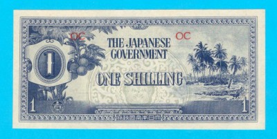 Bancnotă Ocupația Japoneză Oceania (pick 2) 1 Shilling 1942 UNC serie: OC foto
