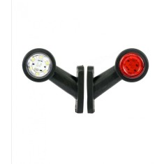 Set 2 lampi mini, 12 led rosu si alb cu brat scurt 8cm, 12v- 24v