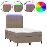 Cumpara ieftin Pat cu arcuri, saltea si LED, gri taupe, 120x200 cm, textil