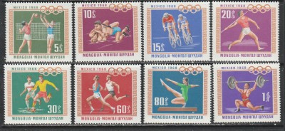 Mongolia 1968 - #113 Jocurile Olimpice de Vara 8v MNH foto