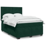 vidaXL Pat box spring cu saltea, verde &icirc;nchis, 160x200 cm, catifea 3290951