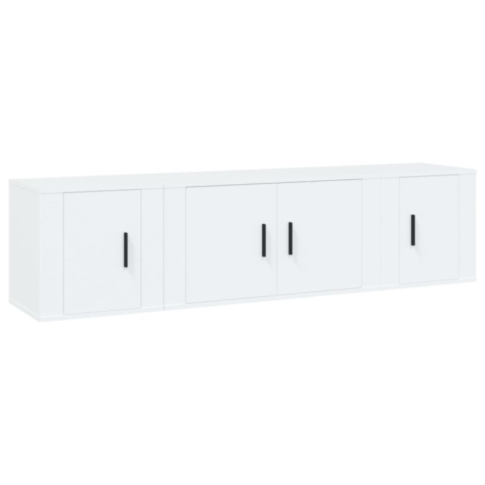Set comoda TV, 3 piese, alb, lemn prelucrat