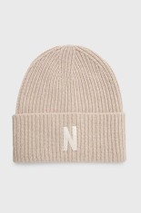 Norse Projects căciulă de l&acirc;nă Merino Lambswool Rib N Logo Beanie culoarea bej, de l&acirc;nă, N95-0953-2064