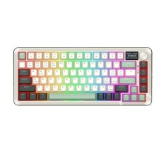 Tastatura gaming mecanica Bluetooth cu si fara fir Redragon Flekact Pro alba cu verde iluminare RGB