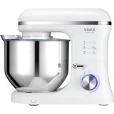 Robot mixer Vivax RM-71800WH , 1800 W, 6 Viteze + Turbo, 4 Accesorii, Bol otel inoxidabil, Alb/Argintiu
