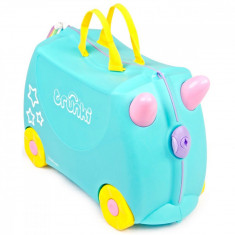 Valiza pentru copii Ride-On Una Unicorn Trunki, Turcoaz, 46 cm