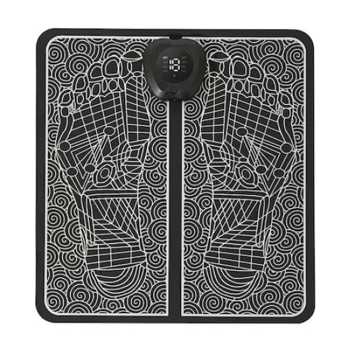 Aparat masaj picioare, cu vibratii, tip covoras, incarcare USB, ecran LED, alb/negru