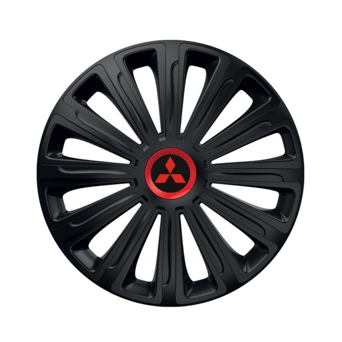 Set 4 capace roti Negre Cu Inel Rosu Trend R14 Compatibil Cu Mitsubishi
